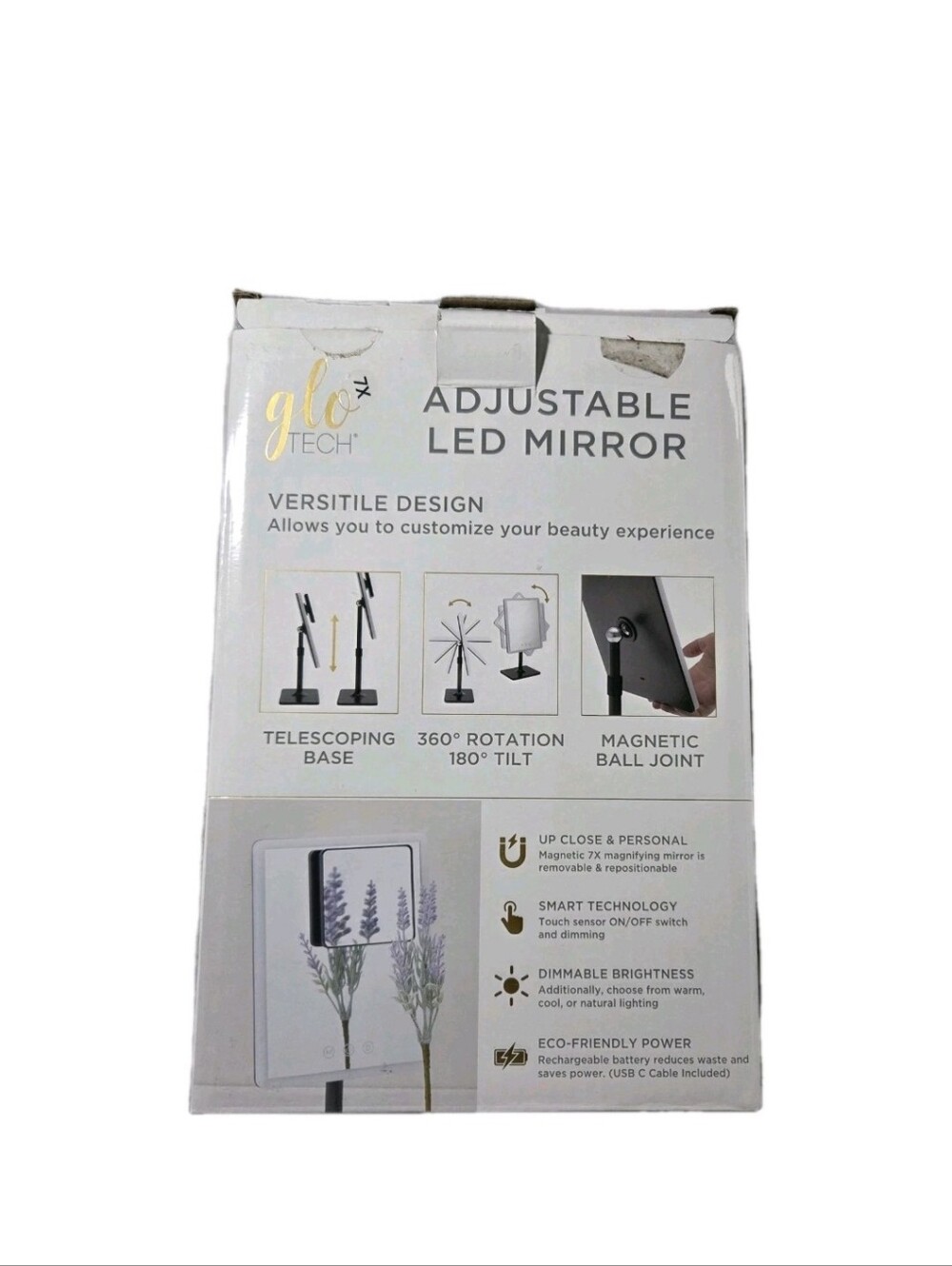 Glo Tech LED Lighted Makeup Vanity Mirror 7X Magnifying - Picture 3 of 8